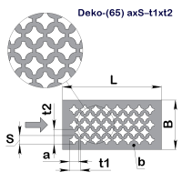 Перфолист плоский Восточные узоры Deko-(65) 20x20–24x34 (1000x2000)–0,8 AISI 304 BA/PE