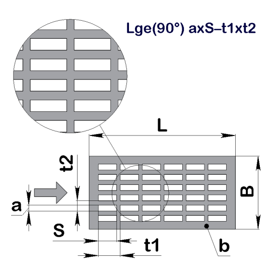 Перфолист плоский Сахар Lge(90°) 0,36x4–6x1,2 (1250x2500)–0,4 AISI 304 BA