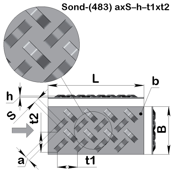 Перфолист рельєфний Sond-(483) 12,2x11–1,5–53,6x53,6 (1000x2000)–3 х/к 08кп