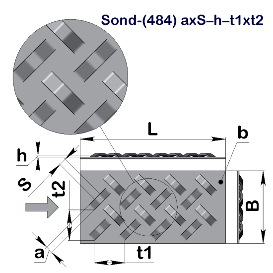 Перфолист рельєфний Sond-(483) 12,2x11–1,5–53,6x53,6 (1250x2500)–3 х/к 08кп