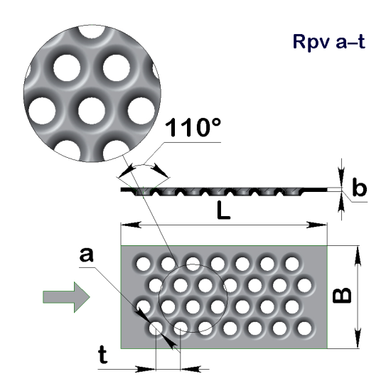 Перфолист рельєфний КСК Rpv 6,5-10,8 (1000x2000)-0,8 х/к 08кп