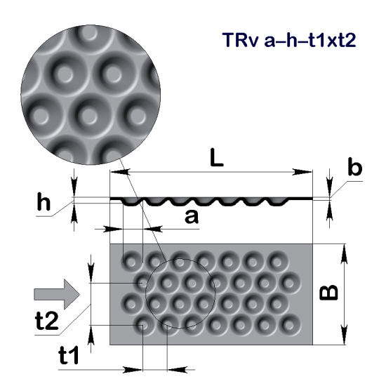 Перфолист рельєфний Трієр TRv 6,3–3,5–9,5x14,7 (1000x2000)–1,5 х/к 08кп-ВГ