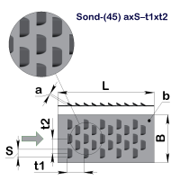 Перфолист рельефный Чешуя Sond-(45) 1,2x12–12x22 (1000x2000)–1 AISI 304 BA/PE