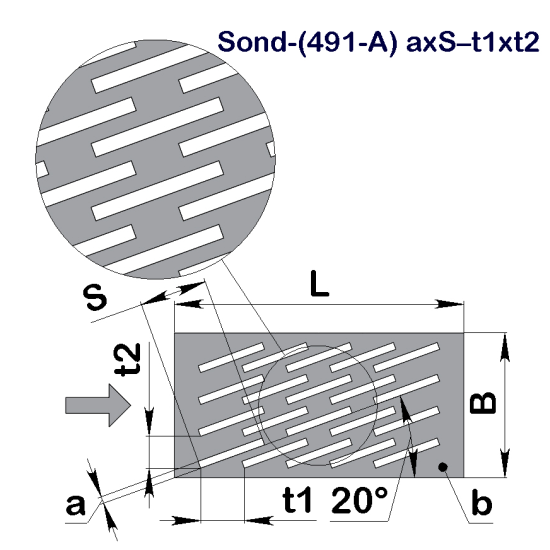 Решето шлифовка риса Sond-(491-A) 1,1x14–9,5x6,9 (193x255)–1,5 х/к 08кп