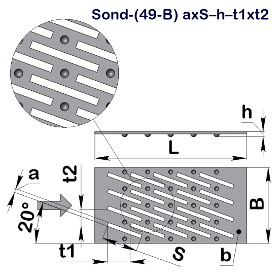 Решето шлифовка риса Sond-(49-B) 1,1x14–2,5–9,5x6,9 (193x255)–1,5 х/к 08кп