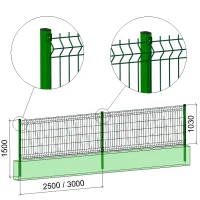 Столб ограждения в бетон Оригинал/Город-С 36х56–H1,03 (1500)–1,5 оц 08кп ППл RAL 6005