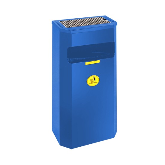 Урна металлическая навесная Призма 25л (700x305x165)–0,8 х/к 08кп крышка нж. ППл RAL 5017