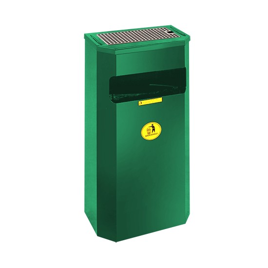 Урна металева навісна Призма 25л (700x305x165) – 0,8 х/к 08кп кришка нж. ППл RAL 6005