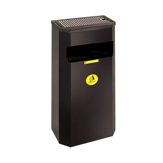 Урна металева навісна Призма 25л (700x305x165) – 0,8 х/к 08кп кришка нж. ППл RAL 9005