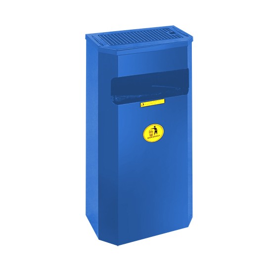 Урна металлическая навесная Призма 25л (700x305x165)–0,8 х/к 08кп ППл RAL 5017