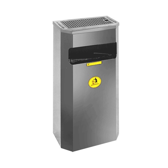 Урна металева навісна Призма 25л (700x305x165)–0,8 х/к 08кп ППл RAL 7040