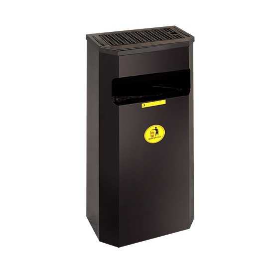 Урна металлическая навесная Призма 25л (700x305x165)–0,8 х/к 08кп с ведром ППл RAL 9005