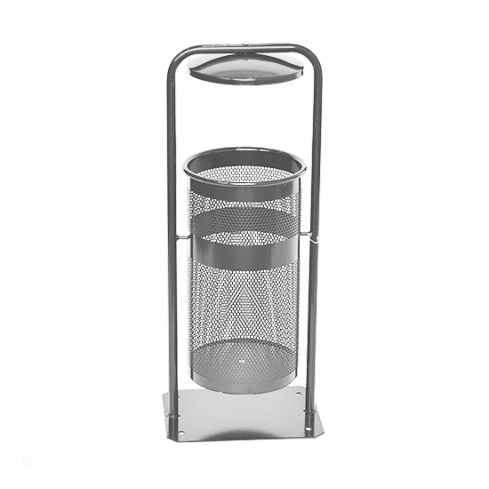 Урна металлическая стационарная Плимут 20л (810x330x260)–0,8 оц 08кп с крышкой ППл RAL 7040