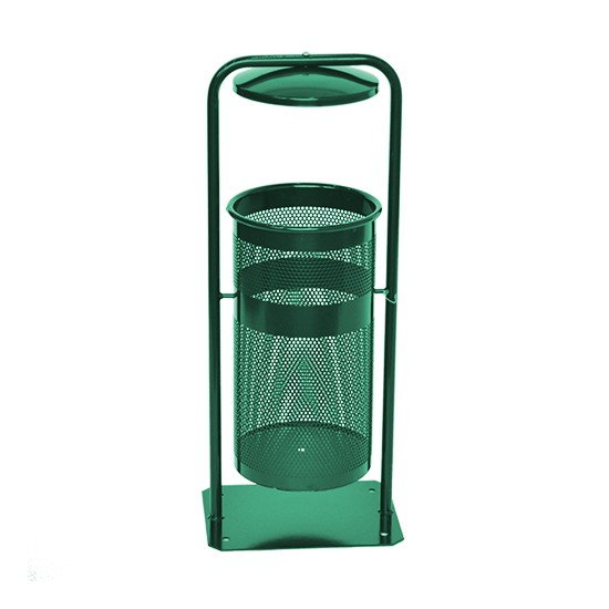 Урна металева стаціонарна Плімут 20л (855x330x260)–0,8 оц 08кп з кришкою та конусом ППл RAL 6005