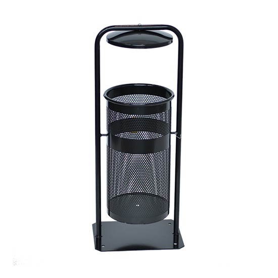 Урна металева стаціонарна Плімут 20л (855x330x260)–0,8 оц 08кп з кришкою та конусом ППл RAL 9005