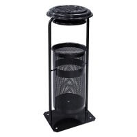 Урна металлическая стационарная Плимут 20л (880x330x320)–0,8 оц 08кп с крышкой и пепельн. ППл RAL 9005