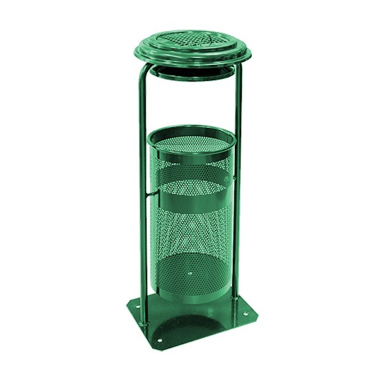 Урна металлическая стационарная Плимут 20л (880x330x320)–0,8 оц 08кп с пепельн. ППл RAL 6005