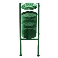 Урна металлическая стационарная Стационар 2-х опорн. 38л (1360x440x331)–1 оц 08кп с пепельн. ППл RAL 6005