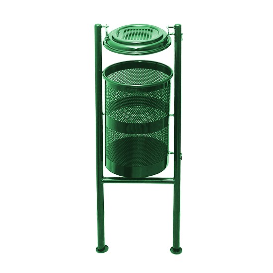 Урна металева стаціонарна Стаціонар 2-х опорн. 38л (1360x440x331) – 1 оц 08кп з попільн. ППл RAL 6005