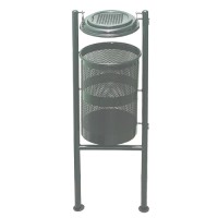 Урна металева стаціонарна Стаціонар 2-х опорн. 38л (1360x440x331) – 1 оц 08кп з попільн. ППл RAL 7040