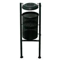 Урна металлическая стационарная Стационар 2-х опорн. 38л (1360x440x331)–1 оц 08кп с пепельн. ППл RAL 9005