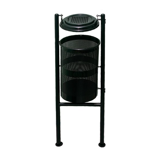 Урна металлическая стационарная Стационар 2-х опорн. 38л (1360x440x331)–1 оц 08кп с пепельн. ППл RAL 9005