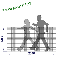 Панель огорожі дротяна Місто H1,23–4/3 (1230x2500) оц Ст1 ППл RAL 6005