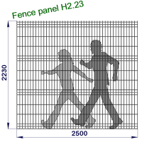 Панель ограждения проволочная Город H2,23–4/3 (2230x2500) оц Ст1 ППл RAL 7016