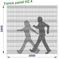 Панель ограждения проволочная Город H2,4–4/3 (2400x2500) оц Ст1 ППл RAL 7016