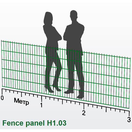 Панель ограждения проволочная Дуос H1,03–6/5/6 (1030x3000) оц Ст1 ППл RAL 6005