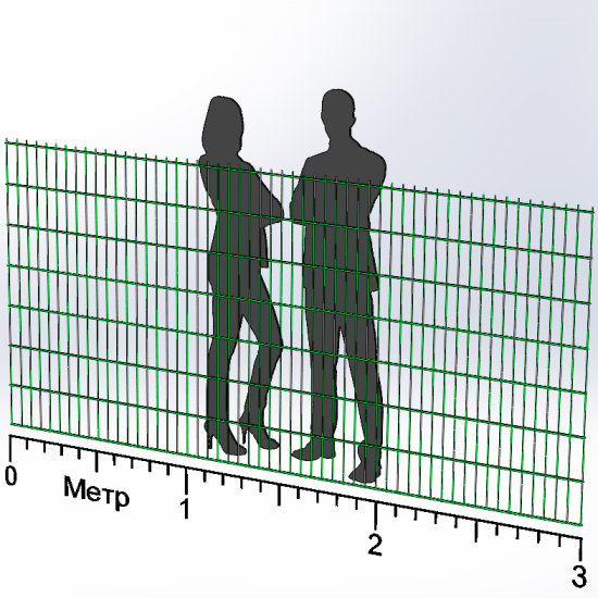 Панель огорожі дротяна Дуос H1,43–5/4/5 (1430x3000) оц Ст1 ППл RAL 6005