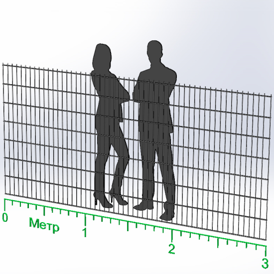Панель ограждения проволочная Дуос H1,43–5/4/5 (1430x3000) оц Ст1 ППл RAL 7016