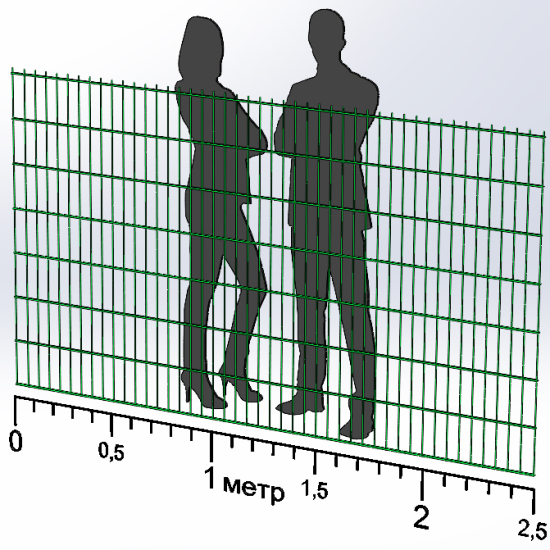 Панель огорожі дротяна Дуос H1,43–6/5/6 (1430x2500) оц Ст1 ППл RAL 6005
