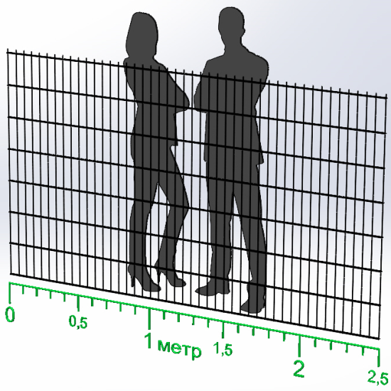Панель огорожі дротяна Дуос H1,43–6/5/6 (1430x2500) оц Ст1 ППл RAL 7016