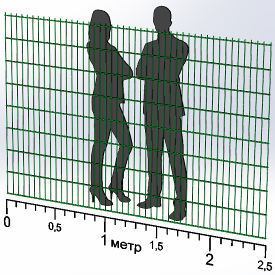 Панель ограждения проволочная Дуос H1,63–6/5/6 (1630x2500) оц Ст1 ТПК RAL 6005