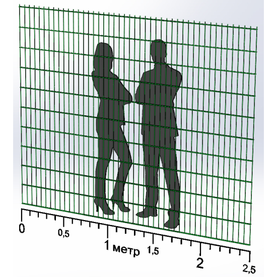 Панель огорожі дротяна Дуос H2,03–6/5/6 (2030x2500) оц Ст1 ТПК RAL 6005