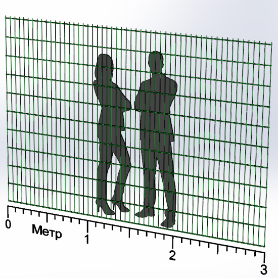 Панель огорожі дротяна Дуос H2,03–6/5/6 (2030x3000) оц Ст1 ППл RAL 6005