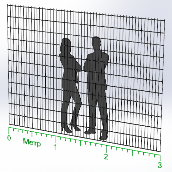 Панель огорожі дротяна Дуос H2,23–6/5/6 (2230x3000) оц Ст1 ППл RAL 7016