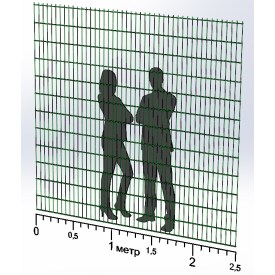 Панель огорожі дротяна Дуос H2,4–5/4/5 (2400x2500) оц Ст1 ППл RAL 6005