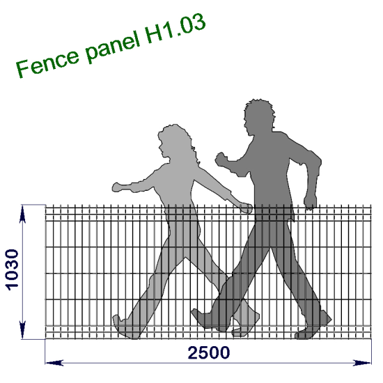 Панель огорожі дротяна Торнадо Оригінал H1,03–4/4 (1030x2500) х/к Ст1 ТПК RAL 6005