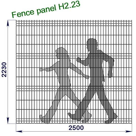 Панель ограждения проволочная Торнадо Оригинал H2,23–4/4 (2230x2500) х/к Ст1 ТПК RAL 7016