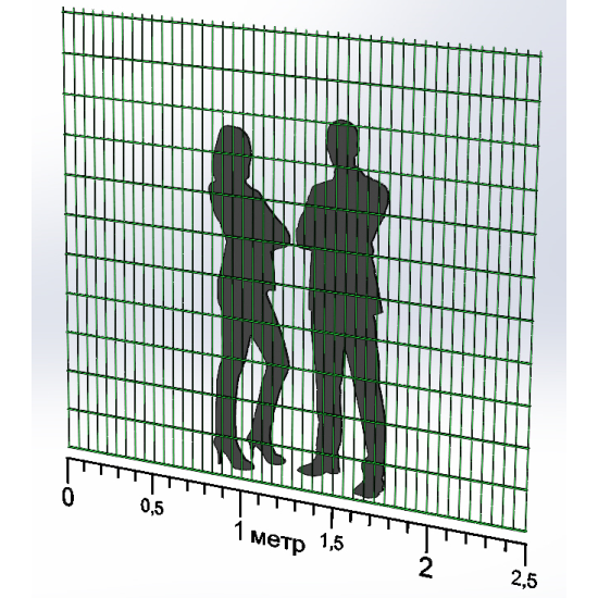 Панель огорожі дротяна Ураган Дуос H2,23–6/5/6 (2230x2500) х/к Ст1 ТПК RAL 6005