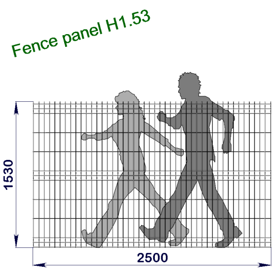 Панель ограждения проволочная Эконом Город H1,53–4/3 (1530x2500) оц Ст1 без покраски