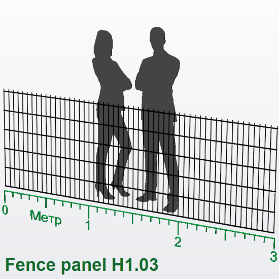 Панель ограждения проволочная Эконом Дуос H1,03–5/4/5 (1030x3000) оц Ст1 без покраски