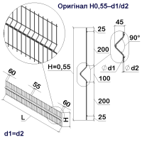 Панель огорожі дротяна Економ Оригінал H0,55–4/4 (550x2500) оц Ст1 без фарбування